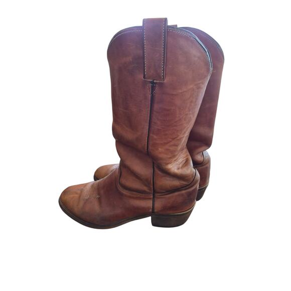 Vintage Western Cowboy Boots Size 10 D Brown Leather Vibram Sole USA main image 9